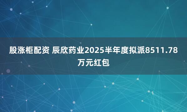 股涨柜配资 辰欣药业2025半年度拟派8511.78万元红包